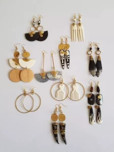 African Assorted Earrings , African, Brass, Bone Earrings, Horn Earrings,
