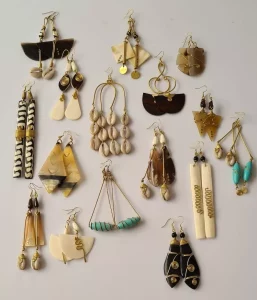 African Bone Earings, Pairs