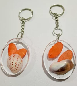 Sea Shell Clear Resin Key Ring