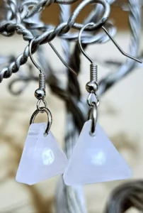 Small White Ice Triangle Resin Earrings