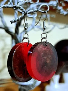 Red Moon Resin Earrings