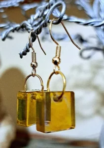 Yellow Ice Resin Earrings