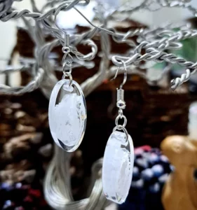 Oval White Ice Resin Earrings