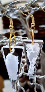 Triangle White Ice Resin Earrings
