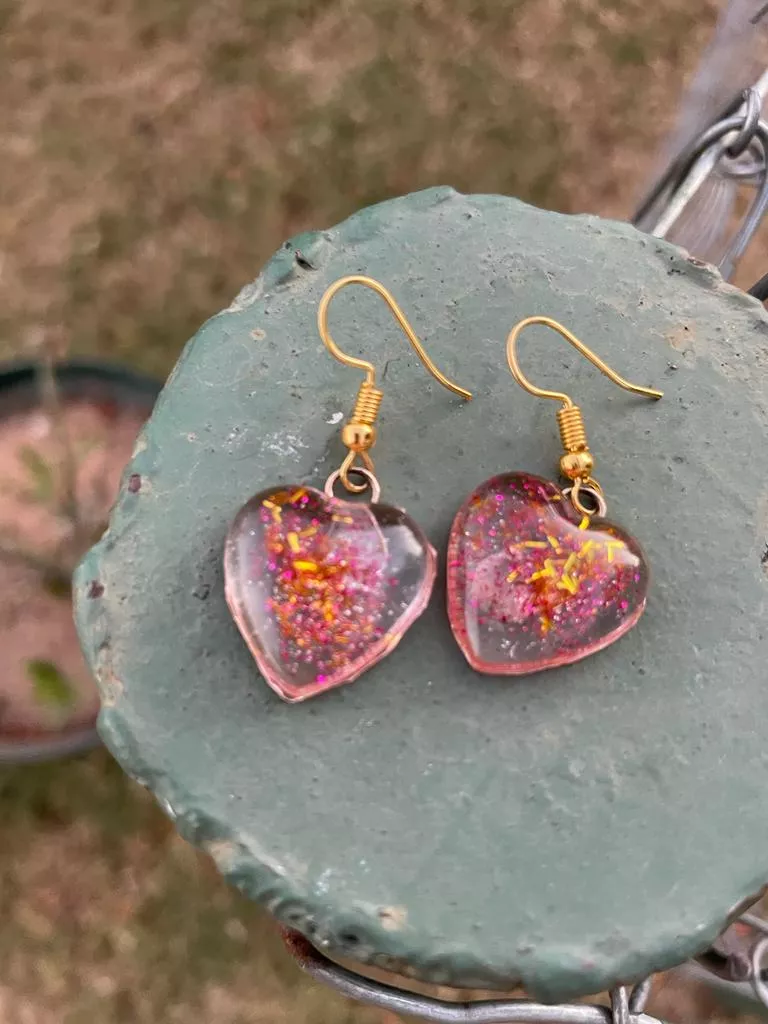 Small Resin Heart Earrings - Image 2