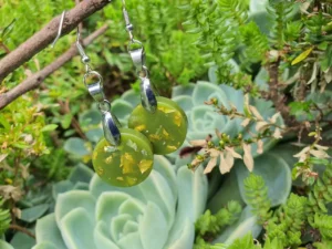 Golden Green Resin Earrings