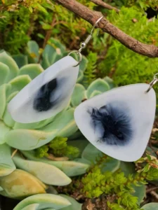 White And Black Tear Drop Resin Earrings