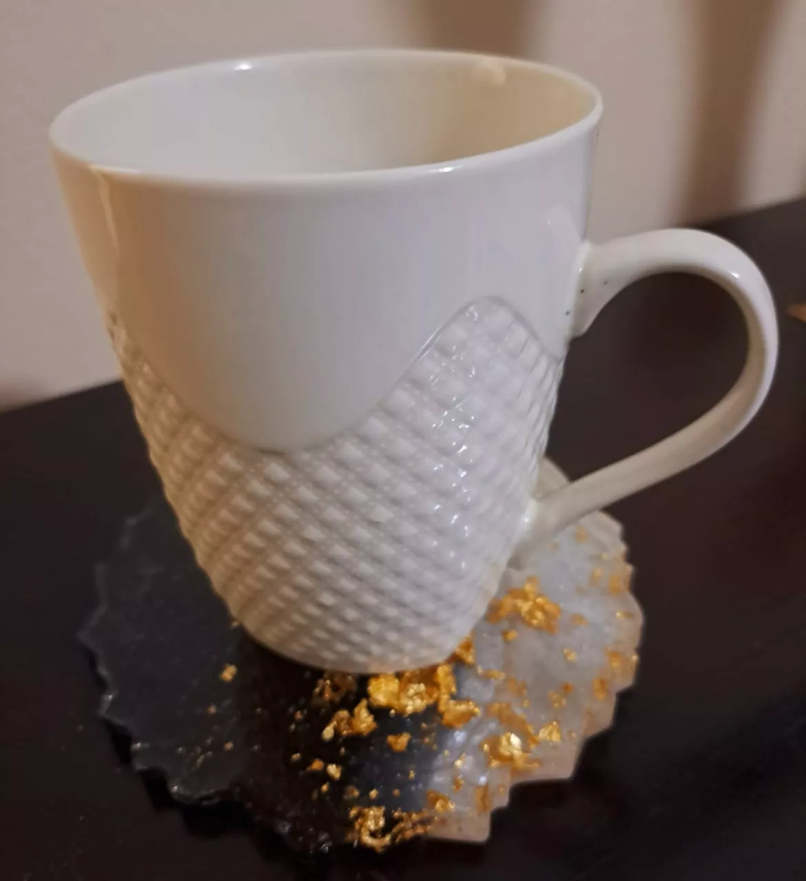 Golden White And Black Geode Coasters - Image 2