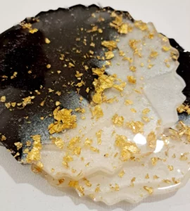 Golden White And Black Geode Coasters