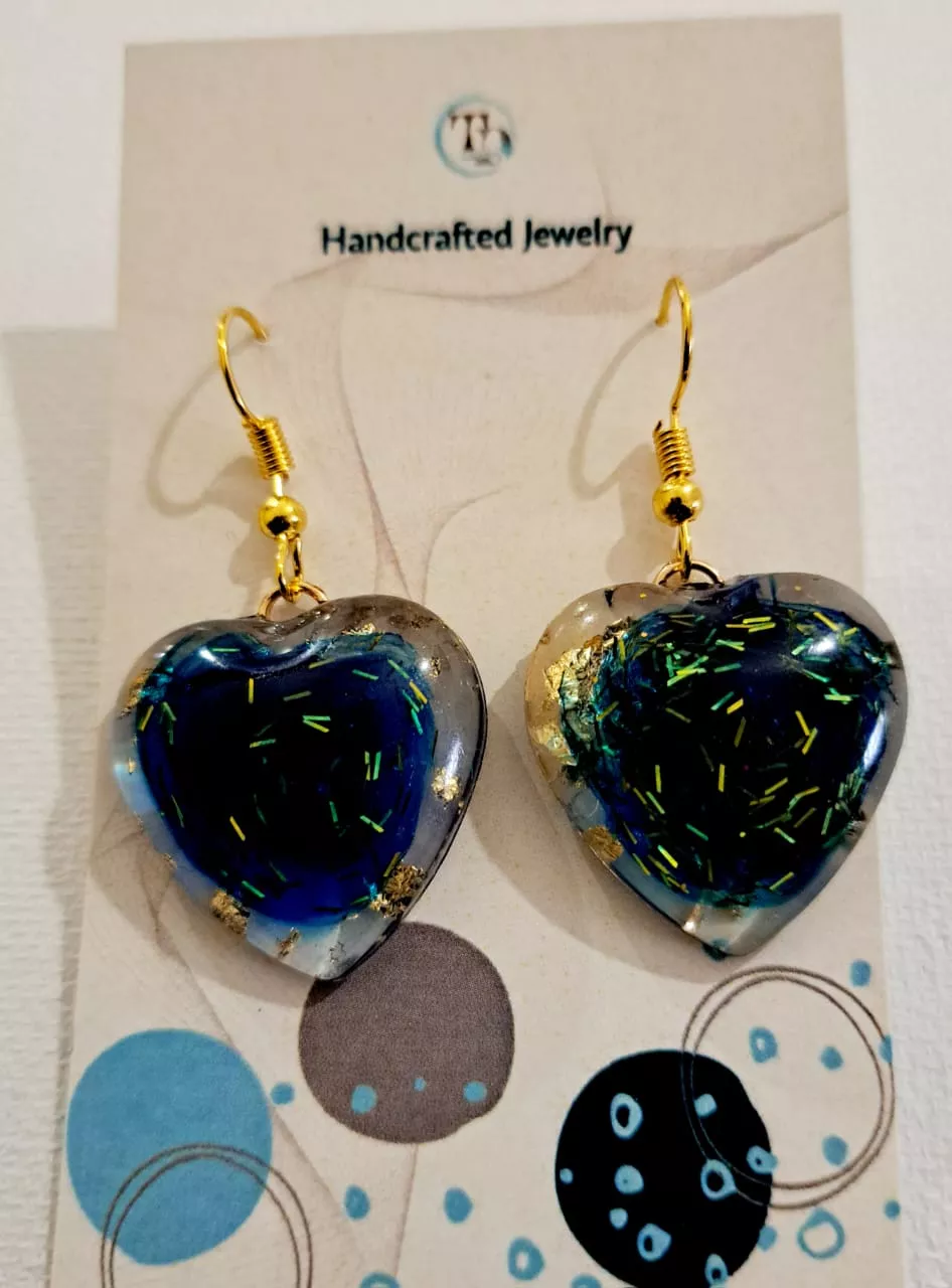 Small Resin Heart Earrings - Image 4