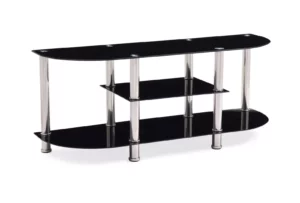 Tempered Glass Tv Stand 3 Shelves Black Glass