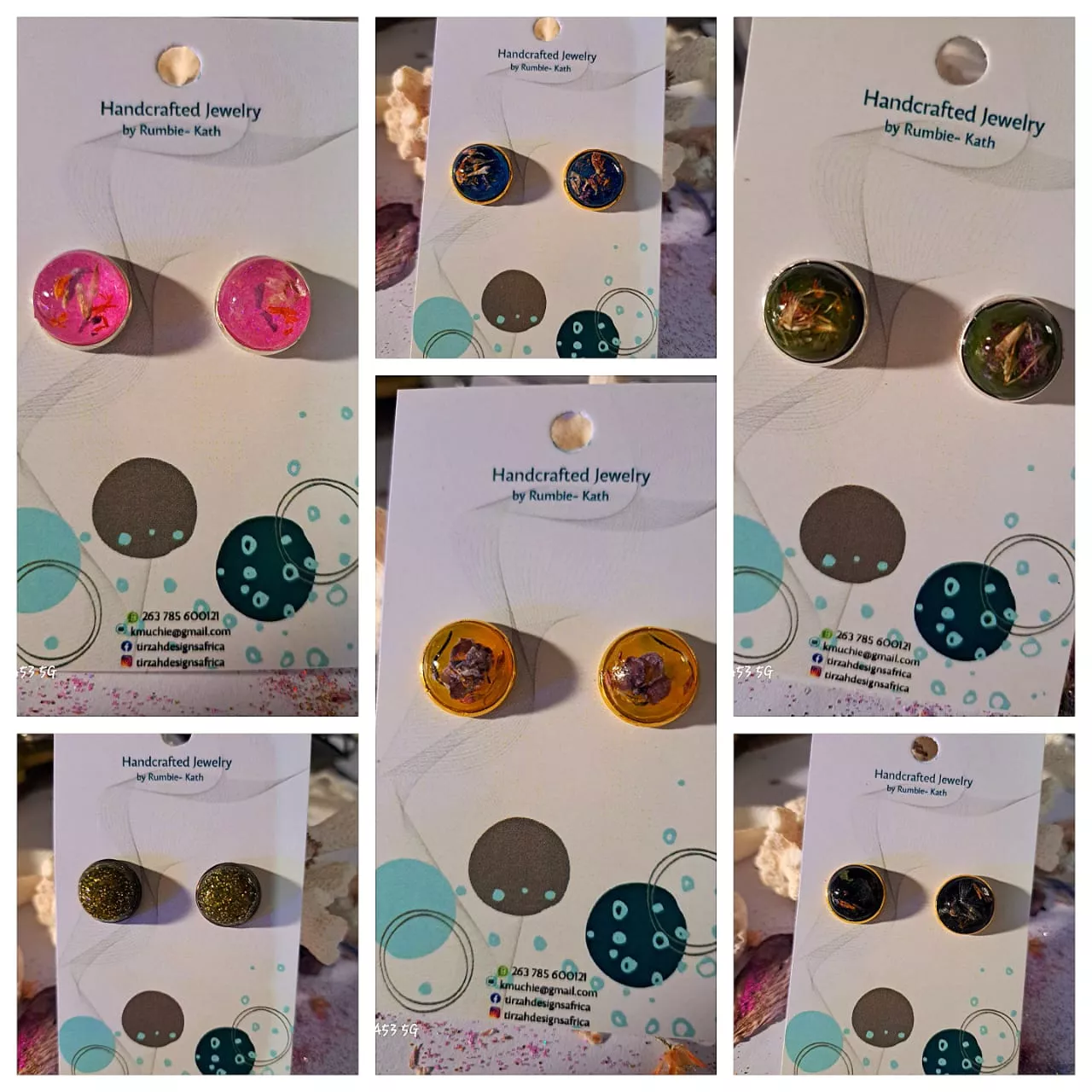 Resin Studs With Dried Flowers Inside|studs|circle Studs|gift For Her| Gift. - Image 6