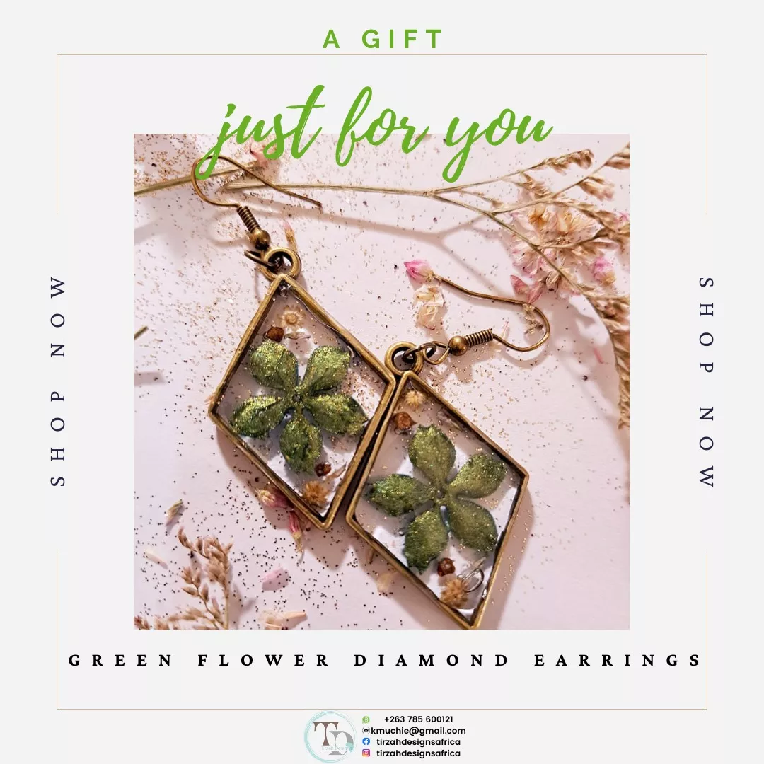 Brass Diamond Pendant With Green ? Earrings| Gift For Her|