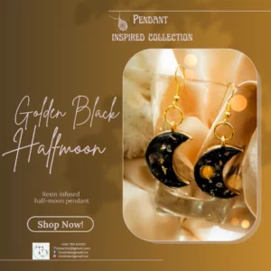 Golden Black Half-moon Earrings| Hoop Earrings| Gift For Her | Elegant Earrings