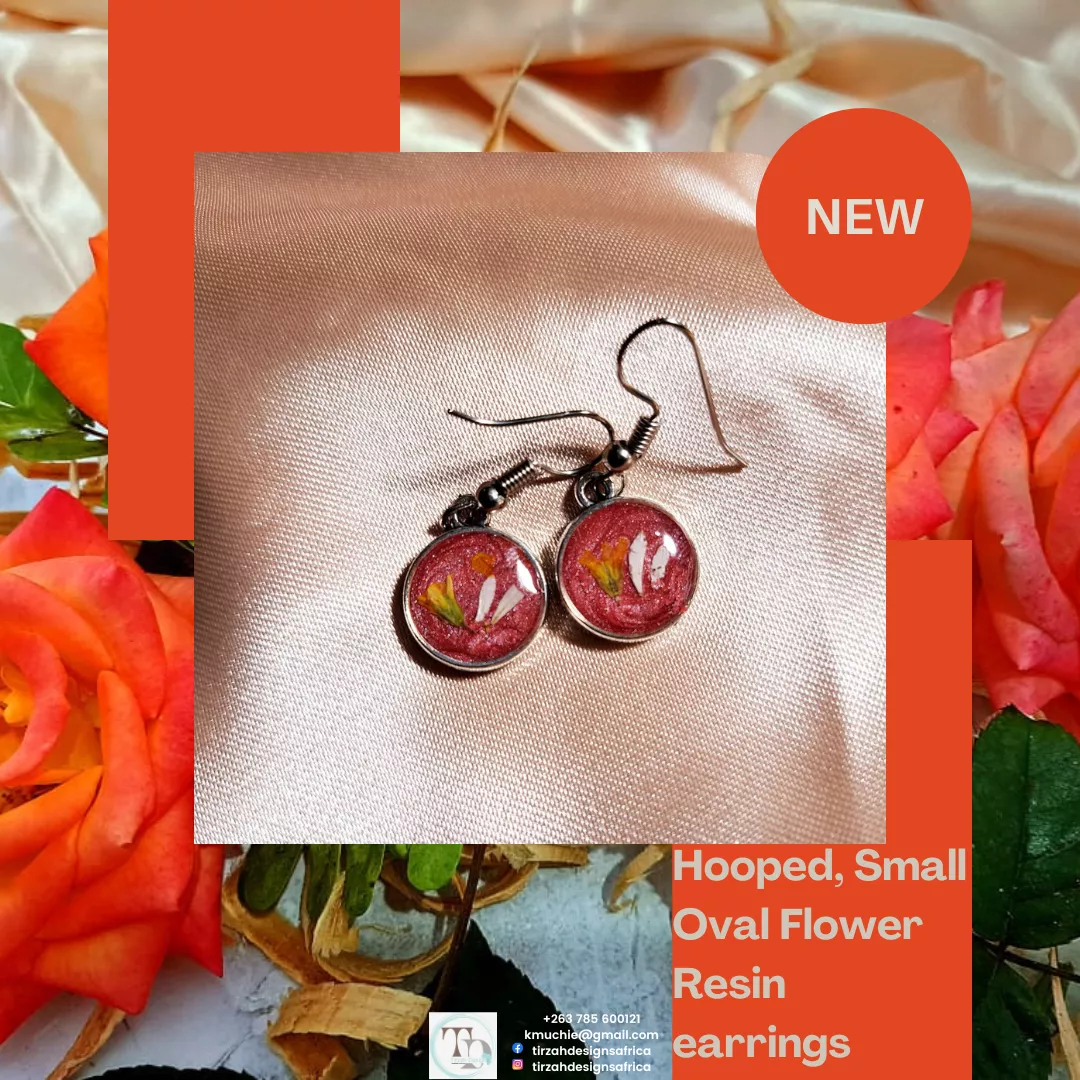 Flower Resin Earrings| Oval Hoops| Elegant Earrings| Gift For Her| Gift - Image 4