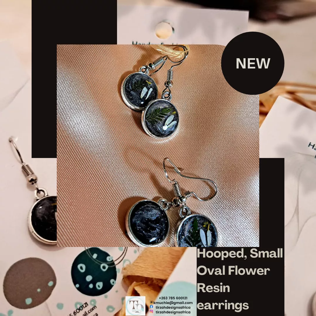 Flower Resin Earrings| Oval Hoops| Elegant Earrings| Gift For Her| Gift - Image 3