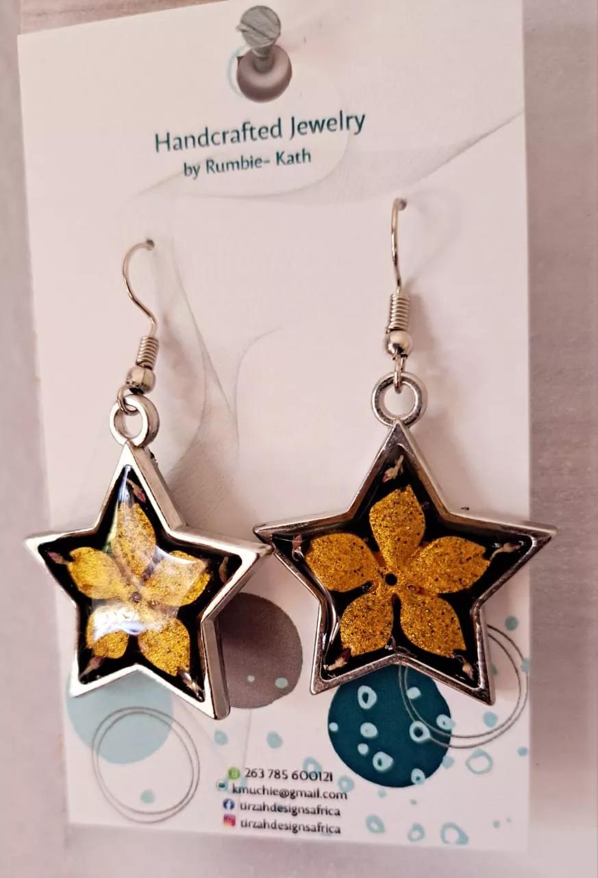 Resin Star Earrings| Gift For Her| Gift| Hoop Earrings| - Image 3