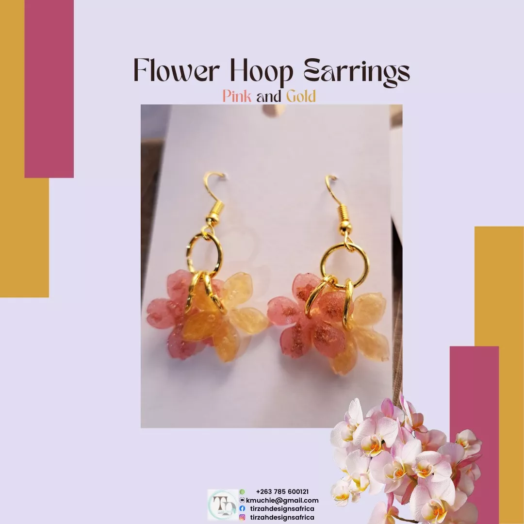 Flower Earrings| Hoop Earrings| Summer Earrings| Gift For Her| Resin Flower Earrings. - Image 3