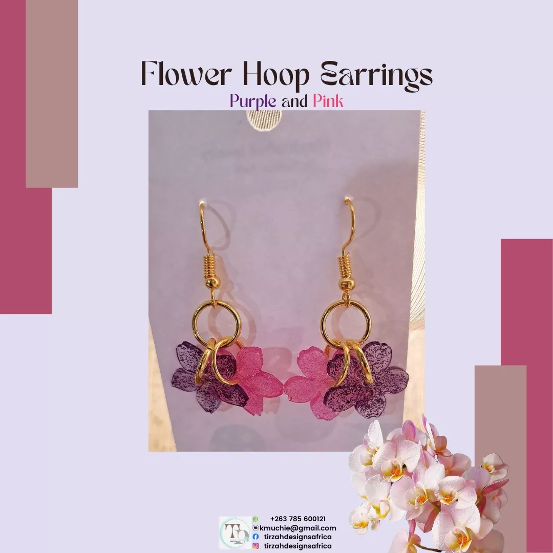 Flower Earrings| Hoop Earrings| Summer Earrings| Gift For Her| Resin Flower Earrings. - Image 5