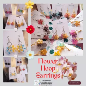 Flower Earrings| Hoop Earrings| Summer Earrings| Gift For Her| Resin Flower Earrings.