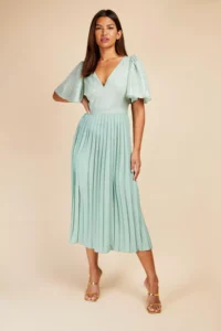 Little Mistress Foil Printed Midi Dress - Womens - Green - Size: 12