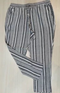 Studio Wide Leg Navy Blue Stripe Trousers Size:20