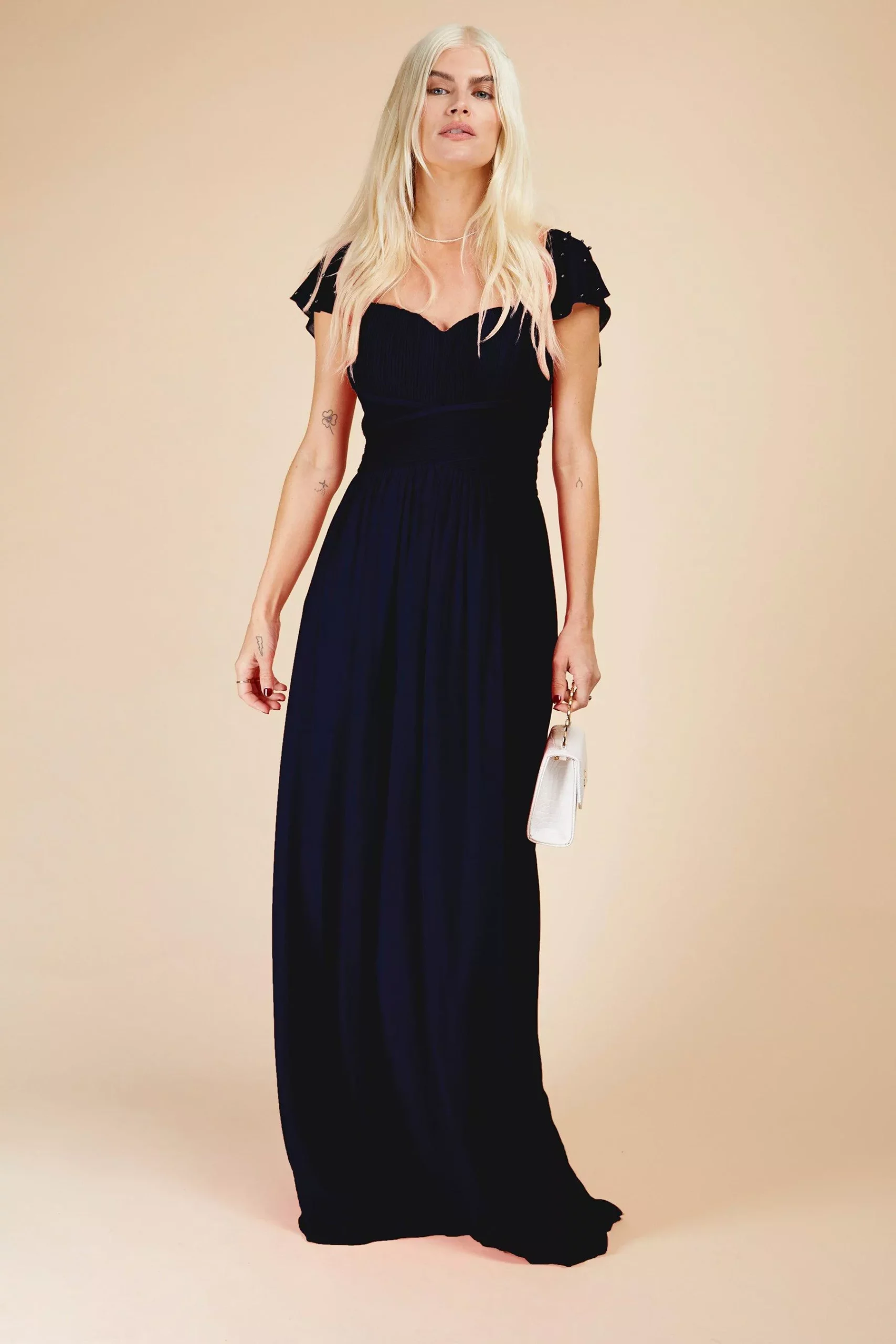 Little Mistress Bridesmaid Beaded Navy Maxi Dress - Womens - Blue - Size: 16 - Image 2