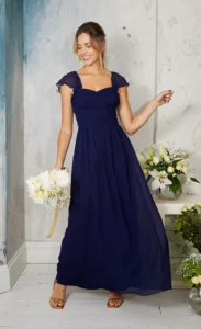 Little Mistress Bridesmaid Beaded Navy Maxi Dress - Womens - Blue - Size: 16