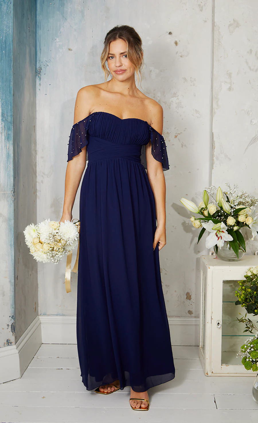 Little Mistress Bridesmaid Beaded Navy Maxi Dress - Womens - Blue - Size: 16 - Image 4