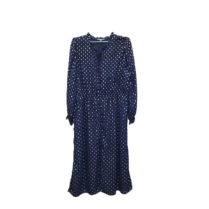 Long-sleeved Potka-dot Print Dress With Tie Neckline