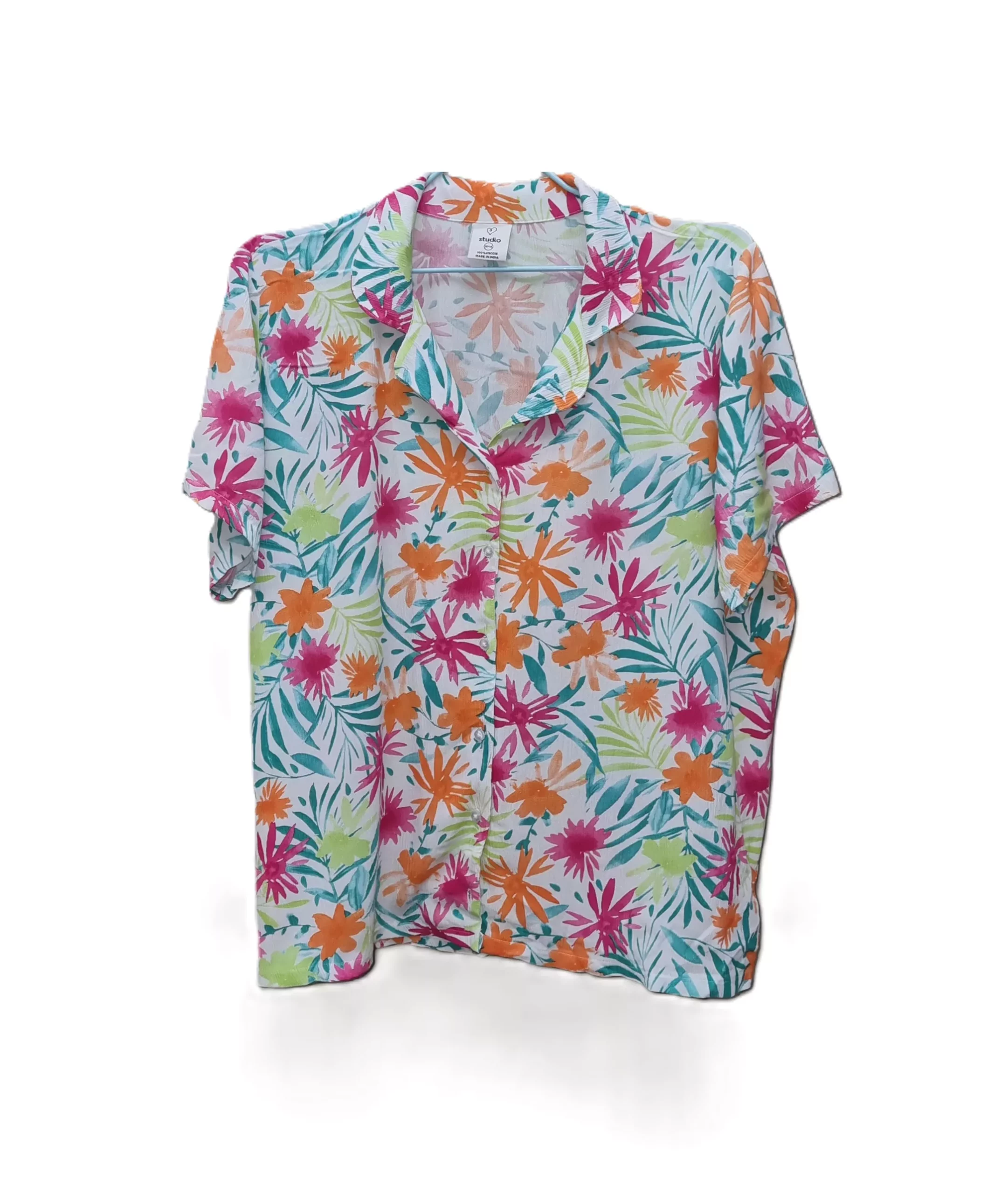Womens Summer Tops Tropical Print Drop Shoulder Blouse (color : Multicolor, Size : Medium)