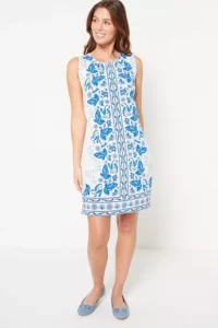 Sleeveless Shift Blue Print Dress size:18UK