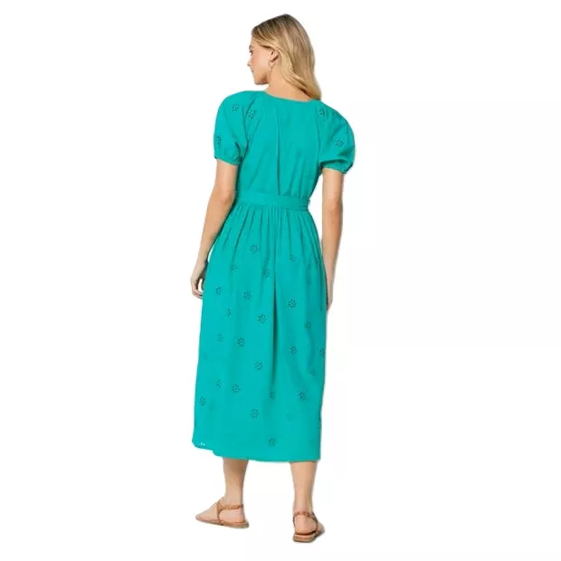 Green Button Through Broderie Midi Dress - Image 2