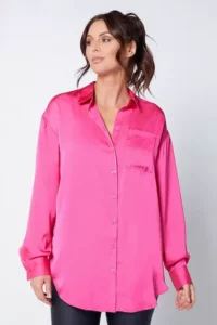 Oversized Satin Pink Shirt Size:14