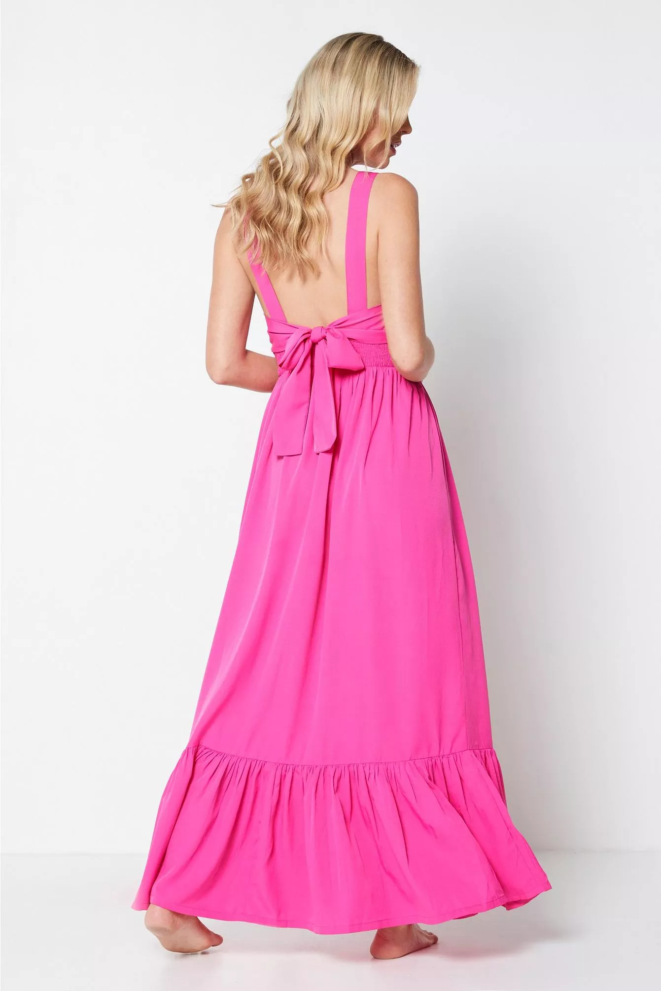 Pink Woven Bow Back Beach Maxi Dress Size 16/18 - Image 2