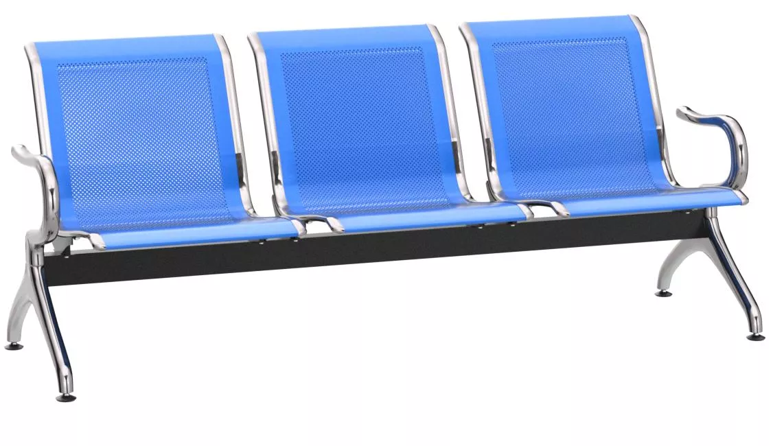 Three Seater Powder Coated Metal Airport, Reception, Office, Hospital bench