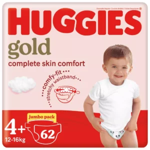 Huggies Gold Size 4+ (12-16kg) 62 Disposable Nappies Jumbo Pack