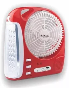 Electro Master 8" Rechargeable Led Light & 2 Speed Fan & Radio