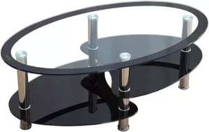 Coffee Tables, Oval Tempered Glass Coffee Table For Living Room