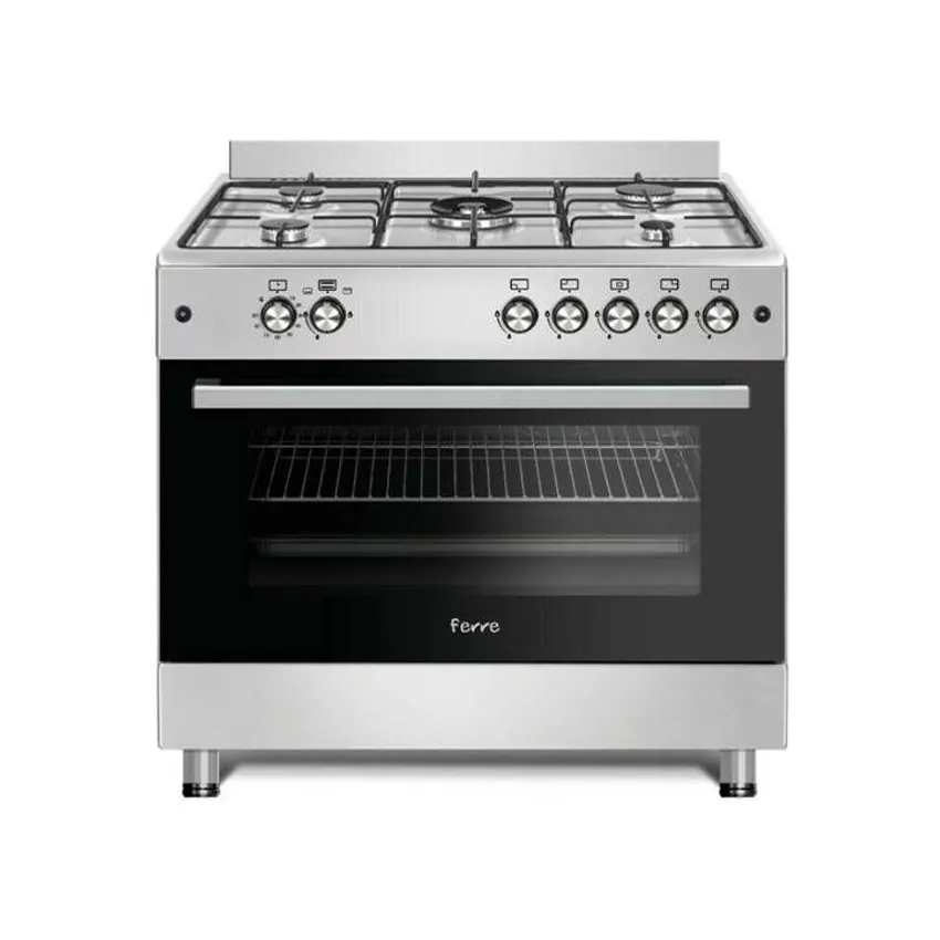 Ferre 60cm 5 Gas Burner With Wok Gas Oven - Stainless Steel