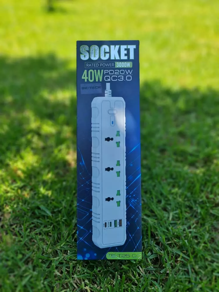 40w 2usb, 3-socket Power Adapter T25qc