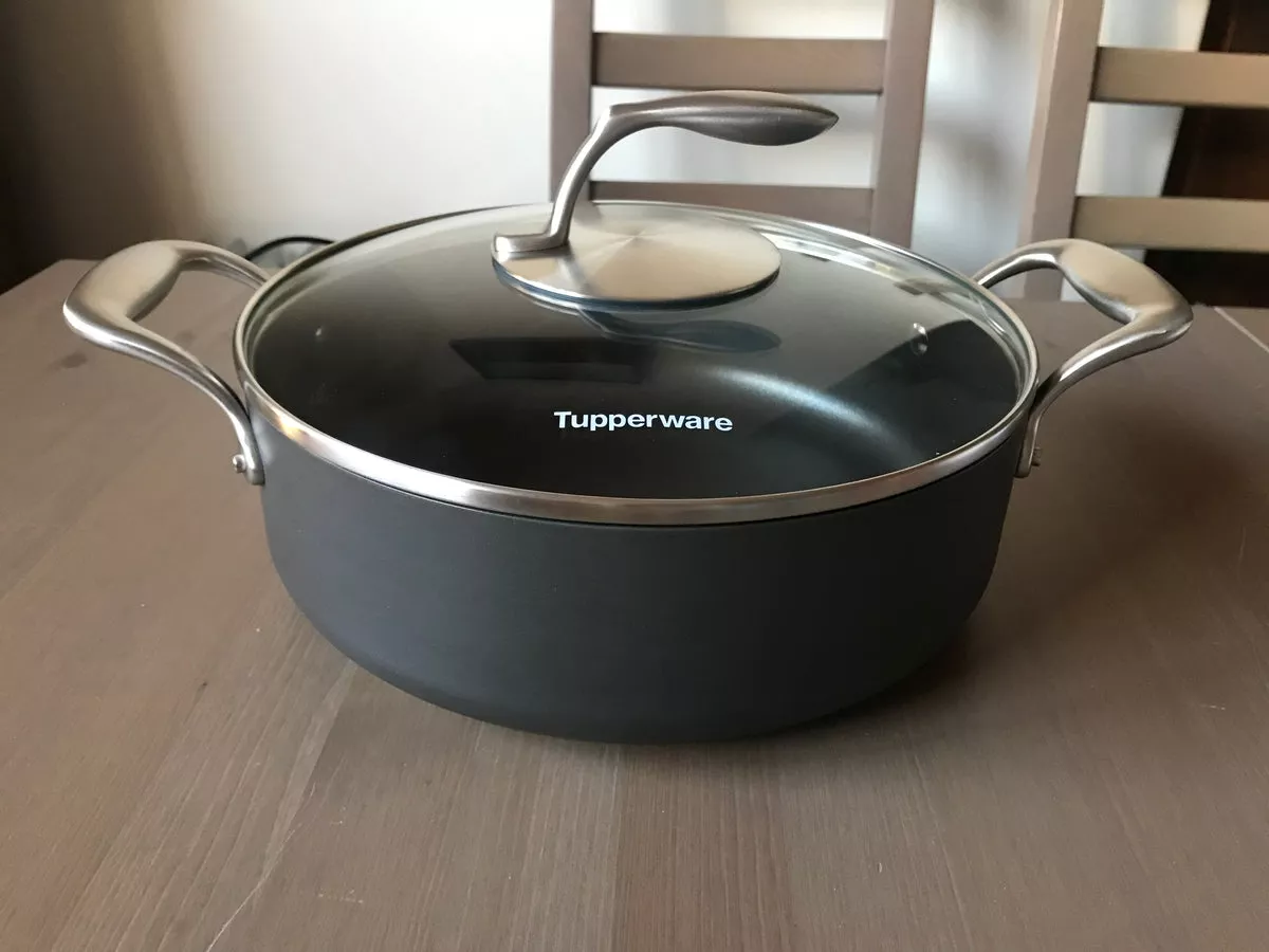 Tupperware Chef Series Sauteuse 4l, Non-stick Cooking Pot, Chrome Finish, Glass Lid - Image 2