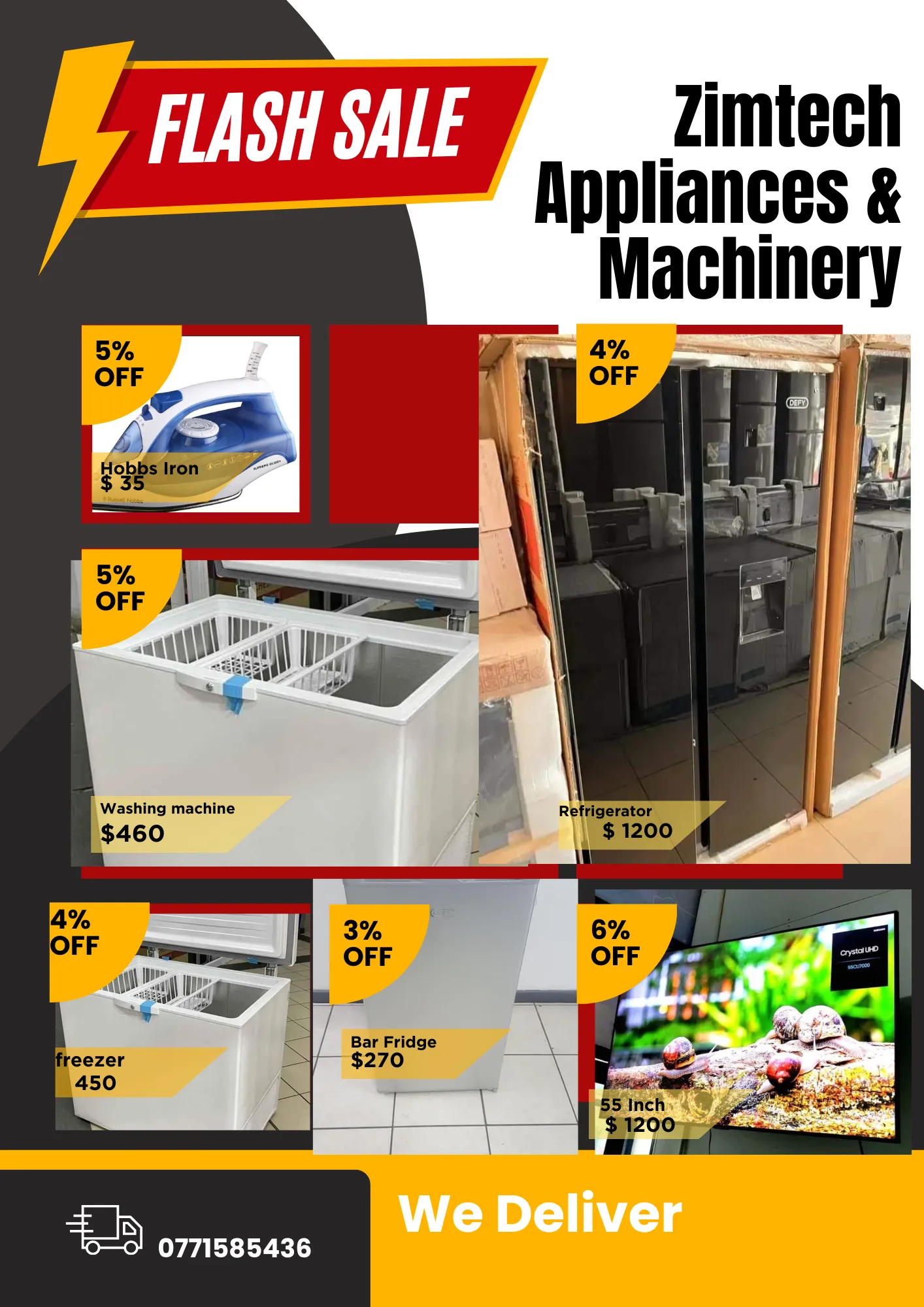 Free Delivery On Fridges, Tv, Washing Machine, Microwave, Gas Stove, Irons