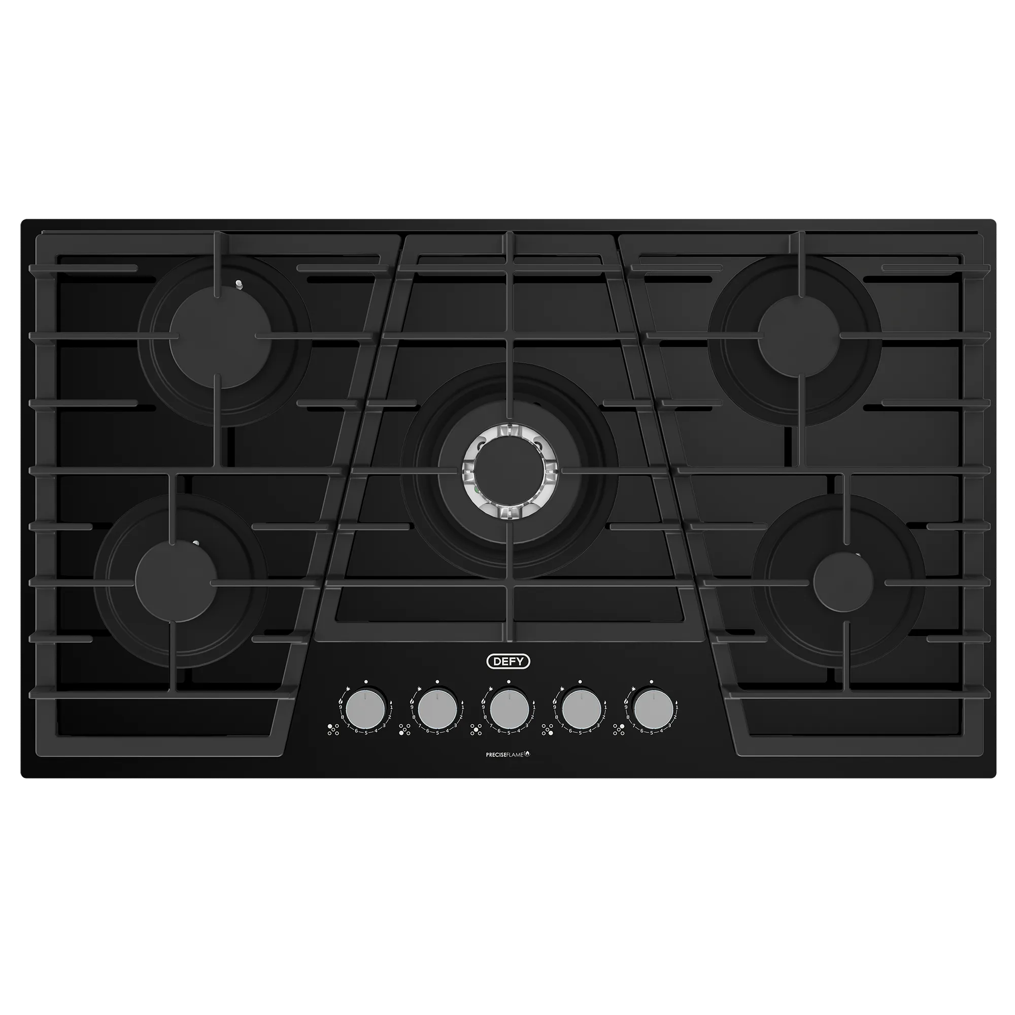 Defy 90cm 5 Burner Gas On Glass Hob With Preciseflame Dhg931