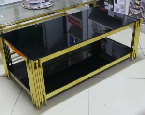 Gold Rectangle Stainless Steel Chrome Gold Tempered Glass