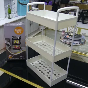 Plastic  Trolley With Dish Rack For Kitchen Fruit Vegetable 3 Layer Storage